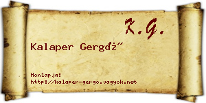 Kalaper Gergő névjegykártya